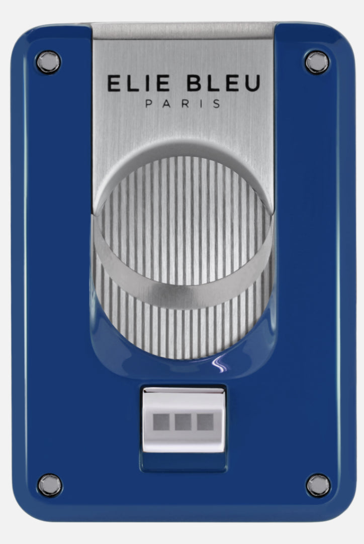 Elie Bleu Slide Button Cigar Cutter, Blue Lacquer Finish, EBC4006, New In Box