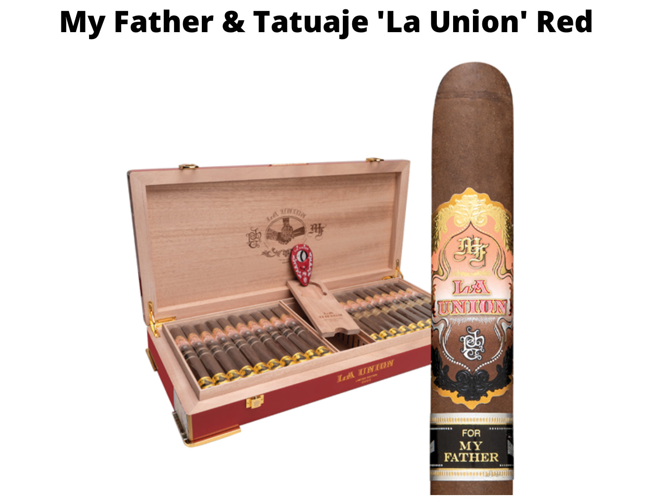 My Father & Tatuaje 'La Union' Red Humidor Box Of 40 + Cutter