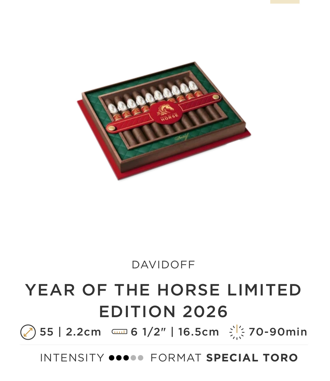 Davidoff Year of the Horse LE 2026 (6 1/2 x 55) Box Of 10 Cigars PRE-ORDER