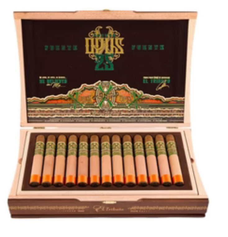 Arturo Fuente OpusX 25th Aniversario Tributo Churchill Box Of 25 Cigars + Free Gift Elie Bleu Torch Lighter